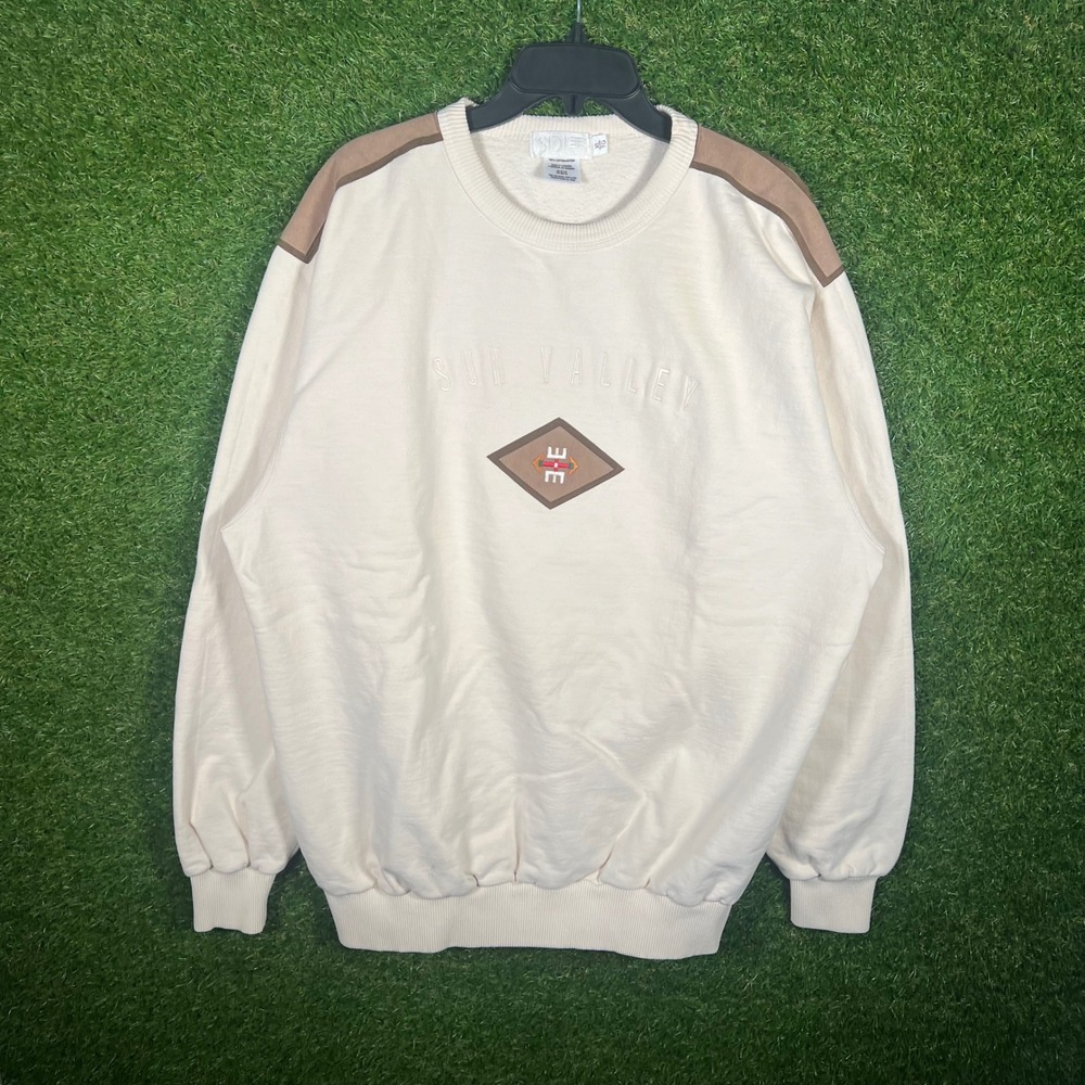 SDI Sun Valley Sweatshirt Mens XL Cream Cotton Crewneck Made in Canada Vintage